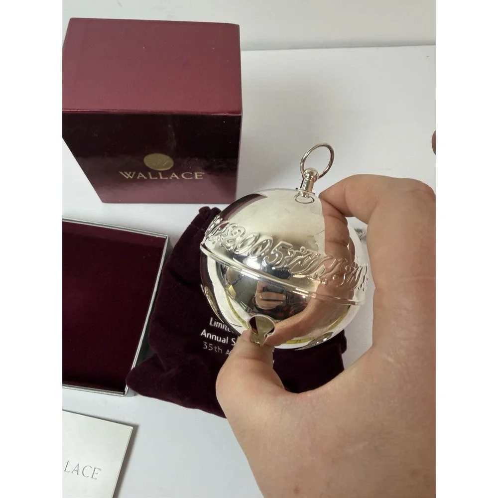 Vintage Wallace Silversmiths 2005 Annual Sleigh Bell Christmas Ornament